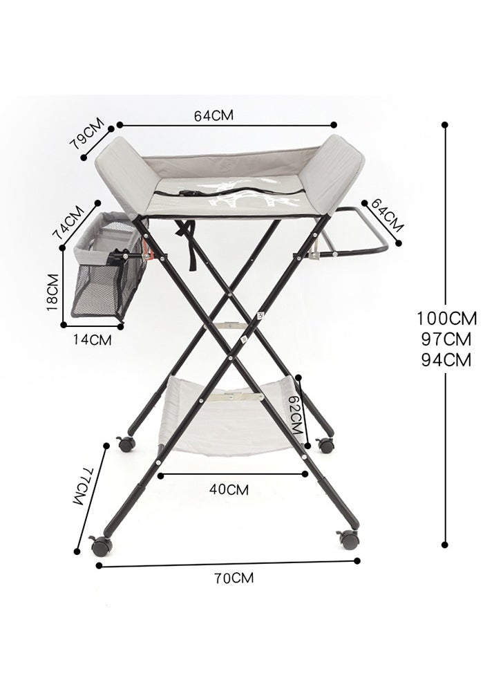SAPU - Portable Baby Changing Table, Diaper Changing Table Dresser Changing Station for Infant, Diaper Changing Table Pad, Mobile Nursery Organizer for Newborn With wheels, height can be adjusted in three st - Image 1