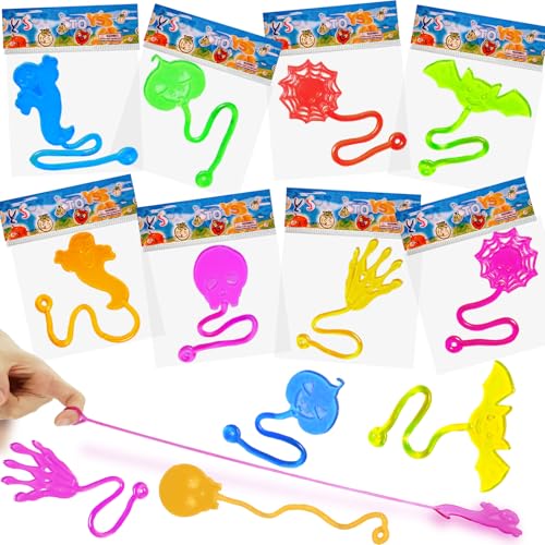 CHHOEAV 36pcs Halloween Party Favors Sticky Hands Spider Web Skull Bat Stretchy Sticky Toys For Boys Girls Birthday Party Supplies Non Candy Halloween Treats Goodie Bag Stuffers - Image 1