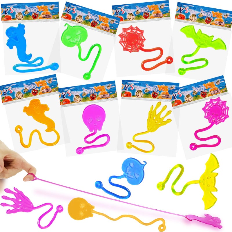 CHHOEAV 36pcs Halloween Party Favors Sticky Hands Spider Web Skull Bat Stretchy Sticky Toys For Boys Girls Birthday Party Supplies Non Candy Halloween Treats Goodie Bag Stuffers - Image 2