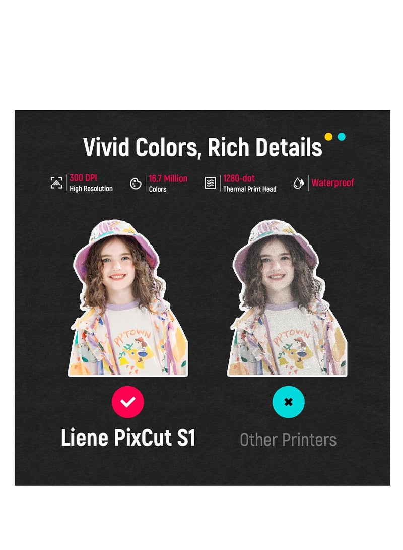 Liene PixCut S1 All-in-One Photo Printer, Sticker Printer and Cutting Machine, Multifunctional and Sticker for Scrapbook and DIY Projects, 300 DPI Dye Sublimation - Image 5