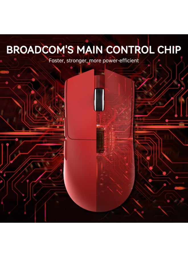 Attack Shark Ultra-light gaming mouse X11 weighing 63g, supports 3 connection modes (USB-C wired, Bluetooth 5.0, 2.4GHz wireless), high-precision PixArt 3311 sensor up to 22000 DPI, one-touch magnetic charging base with customizable RGB lighting, Huano buttons lasting up to 20 million clicks with smooth and fast performance, ergonomic and responsive design for gamers and designers, ideal for PC, Mac and multi tasking - Red  - Image 3