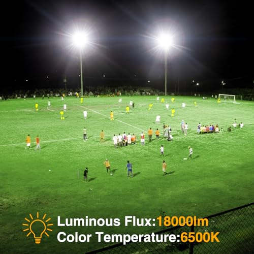 Onforu 200W LED Flood Lights Outdoor, 18000LM Bright Security Light, IP66 Waterproof Outdoor LED Lights, 6500K Daylight White Floodlight for Garage, Yard, Garden, Stadium, Playground, Arena(2 Pack) - Image 2