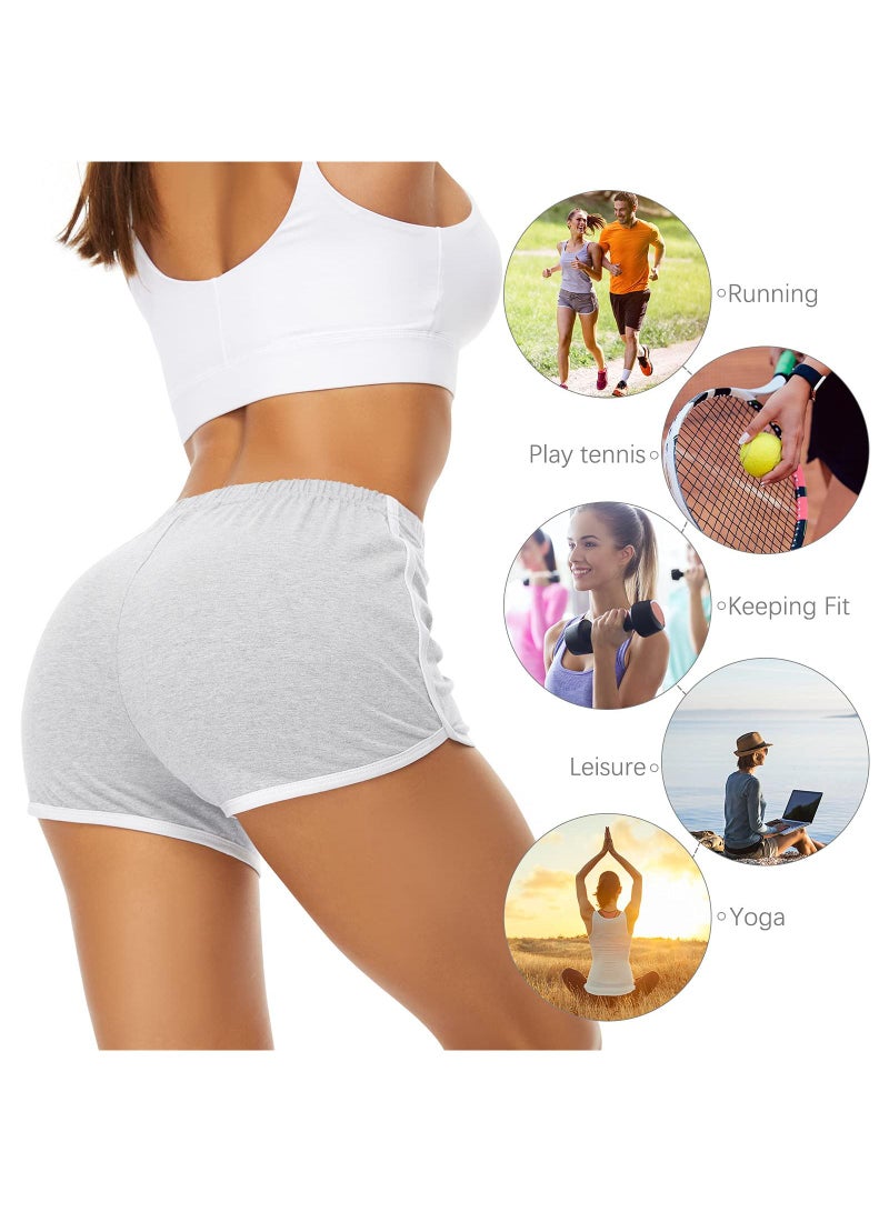 Sweet seven Women's Cotton Gym Yoga Shorts - 2 Pack Summer Running Active Dance Elastic Shorts - Image 3