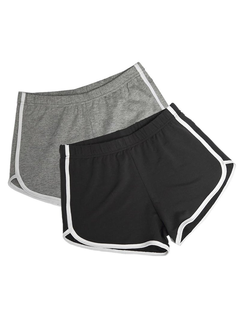 Sweet seven Women's Cotton Gym Yoga Shorts - 2 Pack Summer Running Active Dance Elastic Shorts - Image 1