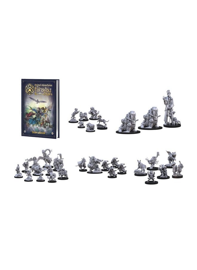 Steamforged Games Steamforged Games Animal Adventures Faraway Sea Sourcebook with 10 Battle Maps Bundle with Miniatures: Raiders of the Lost Coast, Time in a Bottle, Animals, Cats and Dogs of the Faraway Sea (6 Items)  - Image 1