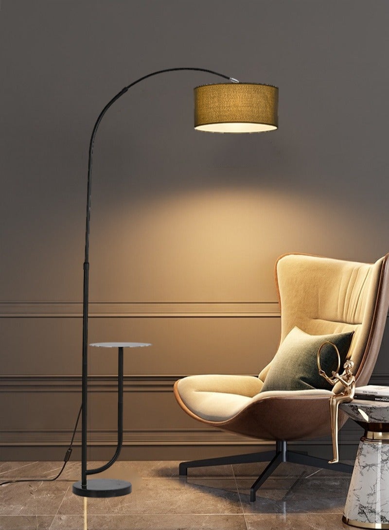 شاربدو مصباح أرضي من الرخام الطبيعي النقي مع رف، أسود - Image 1