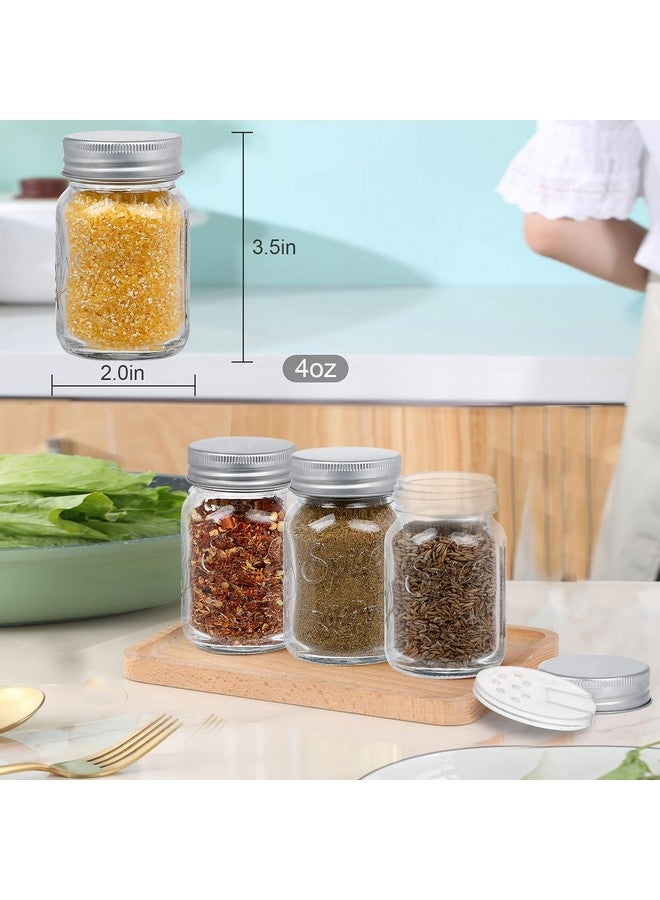 Mcupper 30 Pack 4oz Glass Mason Spice Jars Bottles, Empty Round Containers with Silver Airtight Metal Caps and Pour/Sift Shaker Lid - Image 2