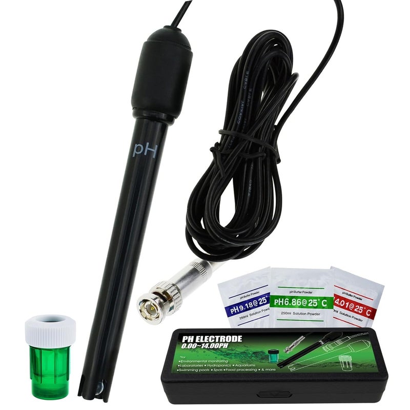 DANOPLUS Long Body pH Electrode with BNC Socket Probe 300cm Cable 0-14pH for pH Meter, pH Controller pH Device Economical Sensor - Image 1
