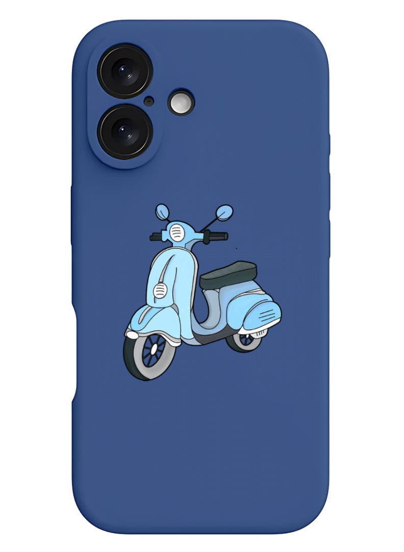 Theodor iPhone 16 Blue Protective Slim Fit Case Liquid Silicone Cover with Full Body Protection Anti-Scratch Shockproof Case For iPhone - Scooter - Image 1