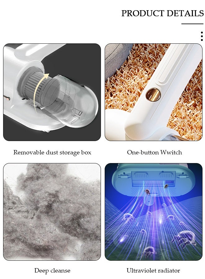 DUNISO مكنسة كهربائية للمراتب، محمولة بالأشعة فوق البنفسجية، أداة إزالة العث، أداة إزالة العث اللاسلكية، آلة تنظيف للوسائد، ملاءات المراتب، الأرائك، الألعاب القطيفة والأسطح القماشية الأخرى - Image 2