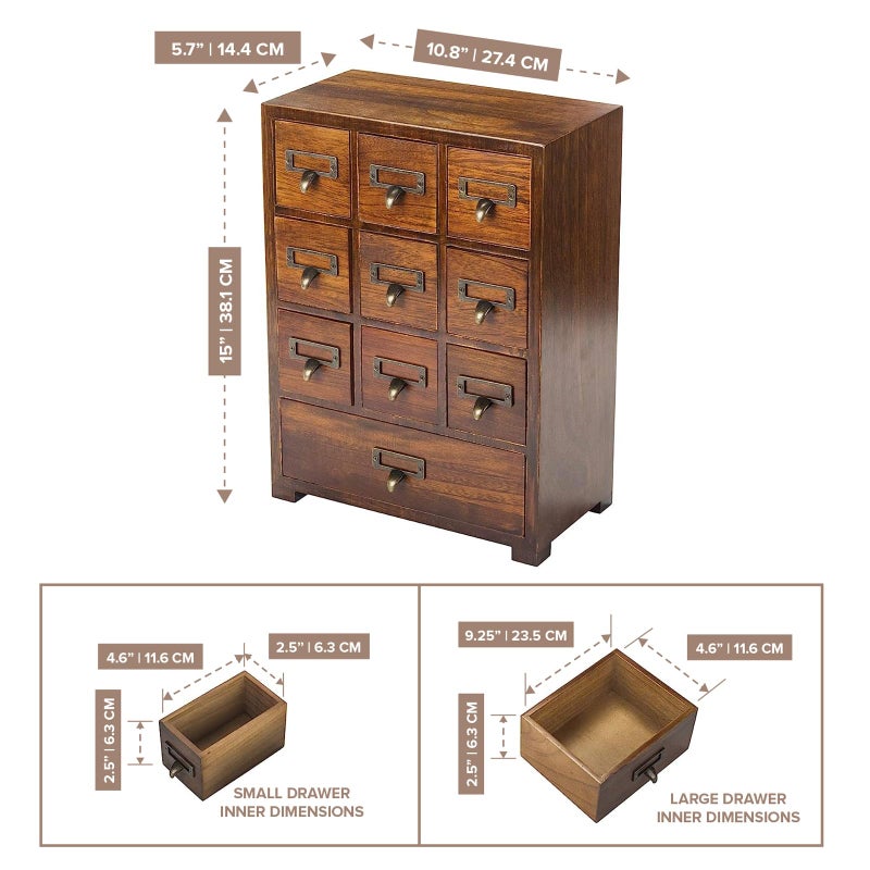 Primo Supply Library Card Catalog Solid Wood Small Curio Cabinet l Retro Storage Organizer Apothecary Drawer Dresser l Thread Coin Trading Card Storage Shelf | Tall - FULLY ASSEMBLED - Image 2