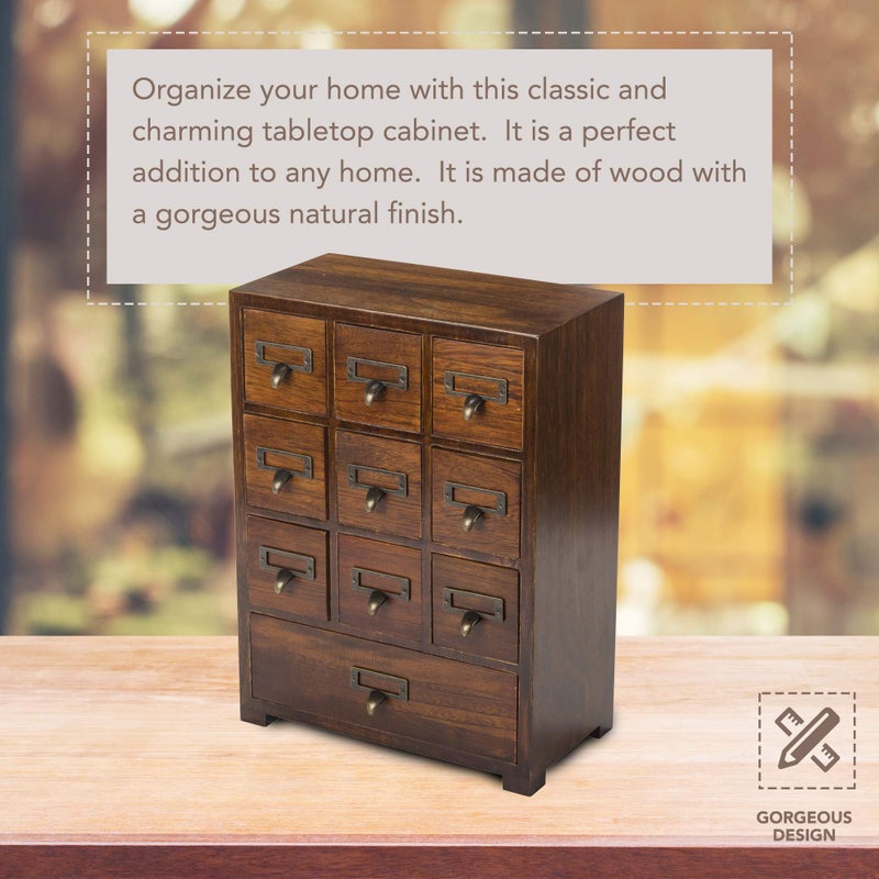 Primo Supply Library Card Catalog Solid Wood Small Curio Cabinet l Retro Storage Organizer Apothecary Drawer Dresser l Thread Coin Trading Card Storage Shelf | Tall - FULLY ASSEMBLED - Image 5