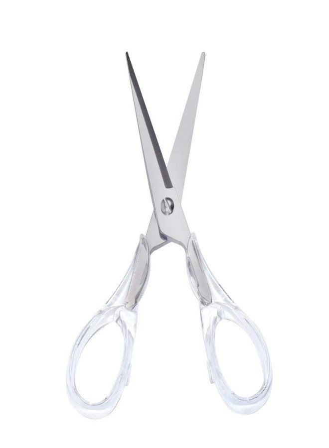MultiBey Classic Clear Silver Type2 Scissors, 6.5" Heavy Duty Multipurpose, Stainless Steel & Acrylic, Ambidextrous - Image 1