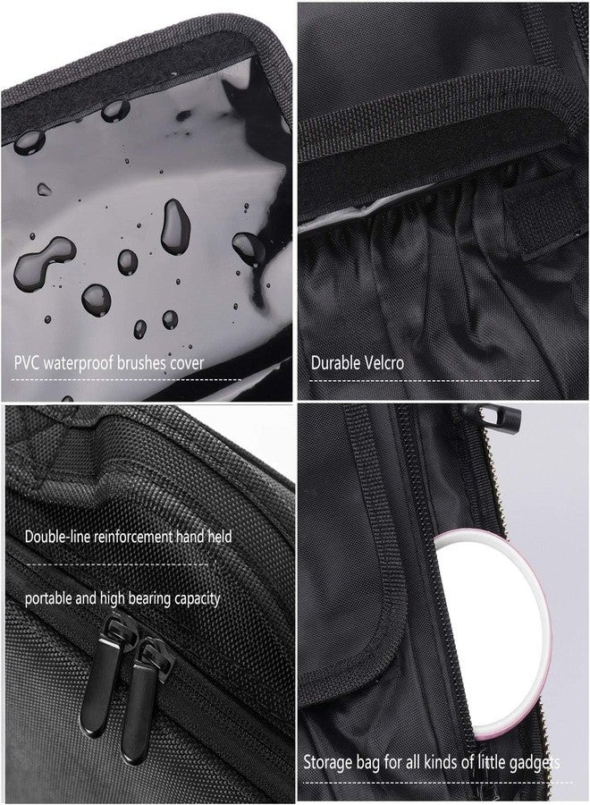 Luxoper Travel Makeup Organizer Bag for Women, Waterproof Train Case with Adjustable Dividers, Portable Cosmetic Storage Vanity Box for Brushes, Toiletries, and Artist Tools Travel (Black) - Image 3
