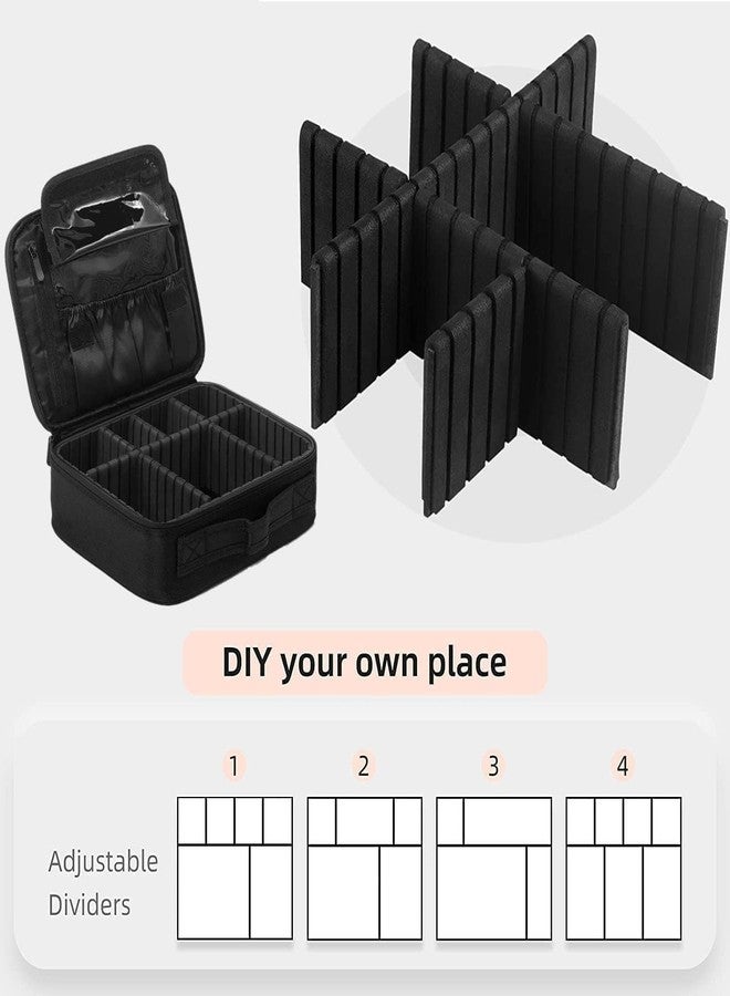 Luxoper Travel Makeup Organizer Bag for Women, Waterproof Train Case with Adjustable Dividers, Portable Cosmetic Storage Vanity Box for Brushes, Toiletries, and Artist Tools Travel (Black) - Image 5