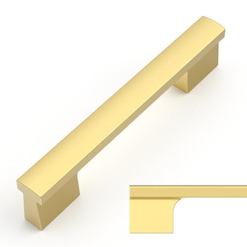 Amerdeco 10 Pack Brushed Gold Cabinet Pulls 4 Inch(102MM) Hole Centers Kitchen Cabinet Handles Hardware - Image 1