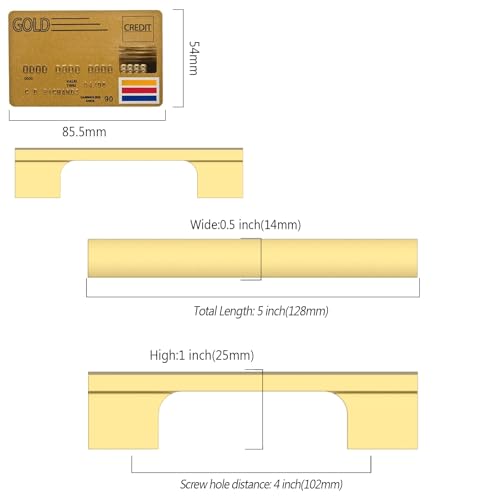 Amerdeco 10 Pack Brushed Gold Cabinet Pulls 4 Inch(102MM) Hole Centers Kitchen Cabinet Handles Hardware - Image 5
