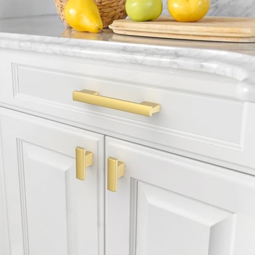 Amerdeco 10 Pack Brushed Gold Cabinet Pulls 4 Inch(102MM) Hole Centers Kitchen Cabinet Handles Hardware - Image 3