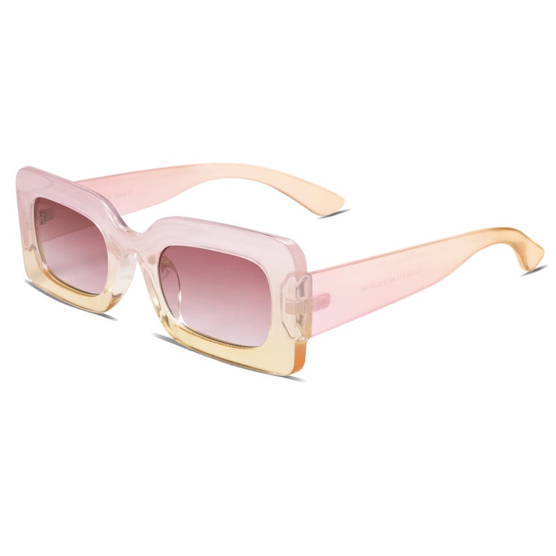 SOJOS Retro 90s Nude Rectangle Sunglasses Womens Mens Trendy Chunky Glasses Gradient Pink Frame Purple Lens - Image 1