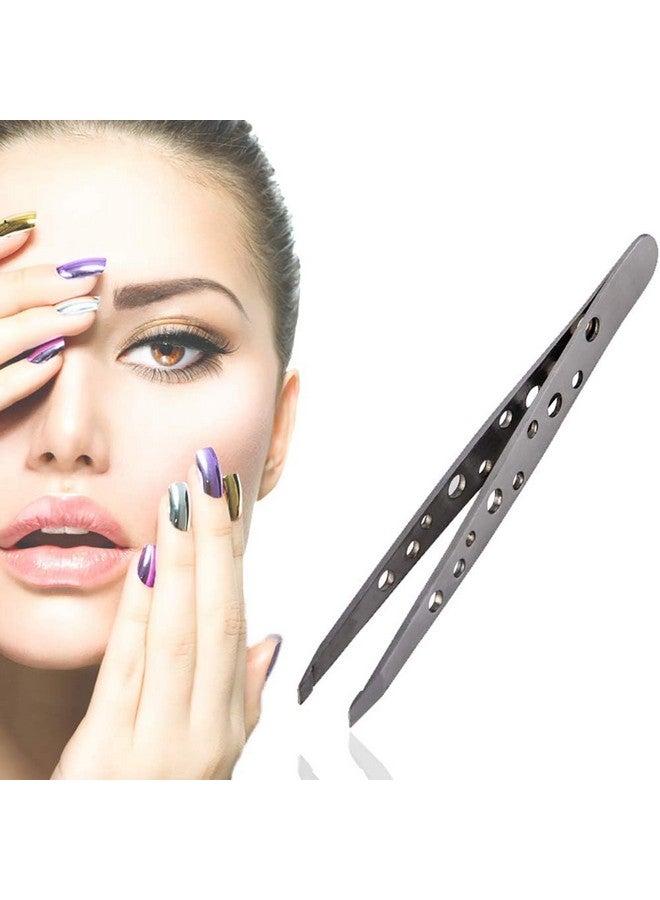 KIRA Professional Tweezer For Eyebrow Shaping, Ingrown Hair Removal, Eyebrow Grooming, First Aid, And Nose Hair Removal (Tweezer With Hole) (Black) - Image 2
