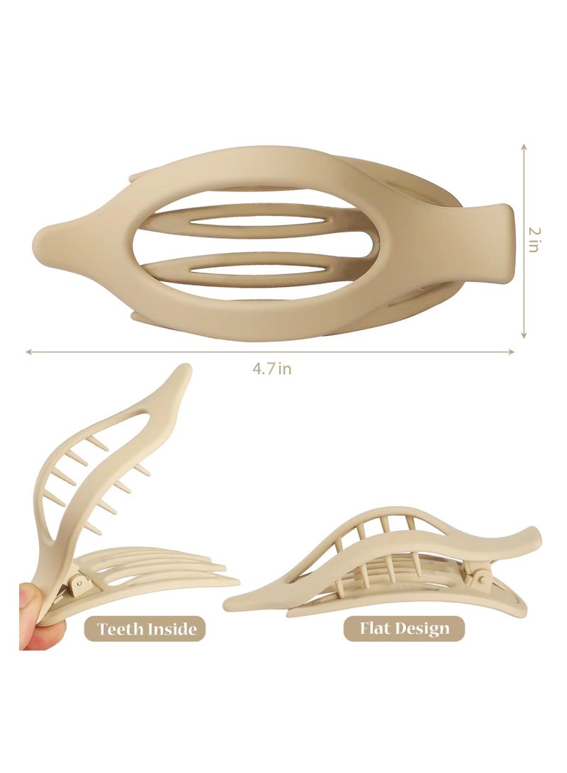 KHAJUL 6 PCS Matte Hair Clips for Women and Girls Flat Hair Clip, Lay down Claw Clips for Thin/Medium Fine Hair - Nonslip Jaw Clips (White/Black/ Beige/Yellow/Brown/Coffee) - Image 2