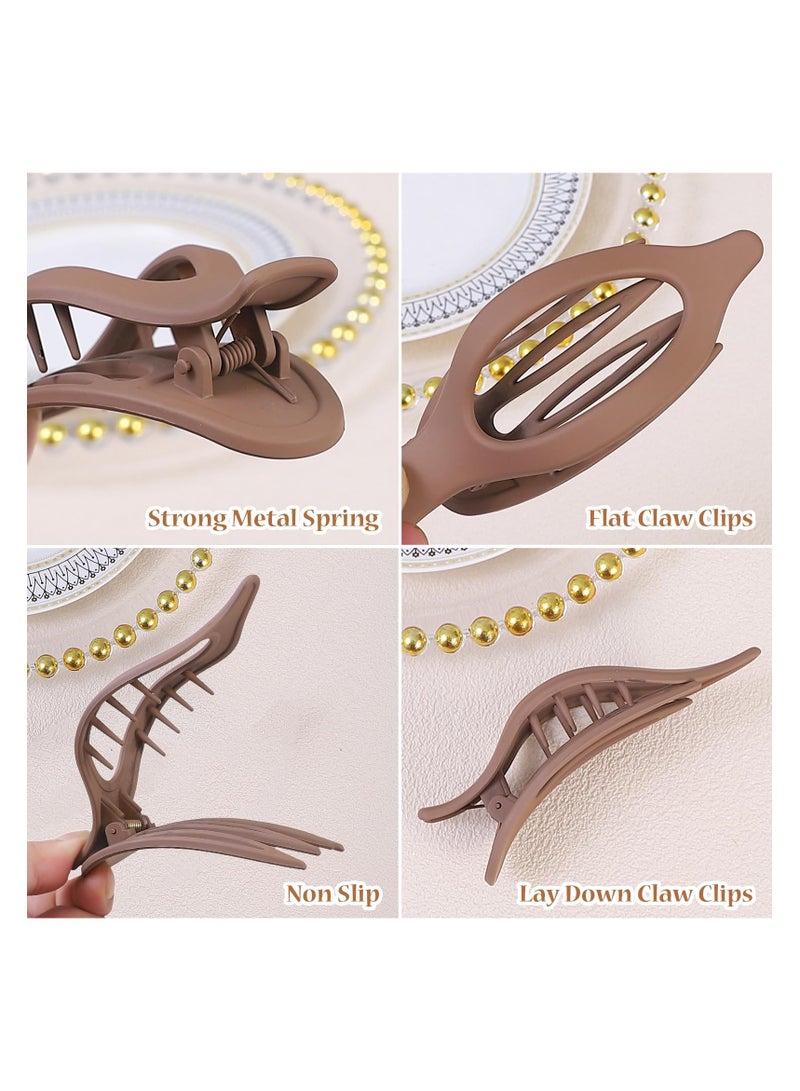 KHAJUL 6 PCS Matte Hair Clips for Women and Girls Flat Hair Clip, Lay down Claw Clips for Thin/Medium Fine Hair - Nonslip Jaw Clips (White/Black/ Beige/Yellow/Brown/Coffee) - Image 3