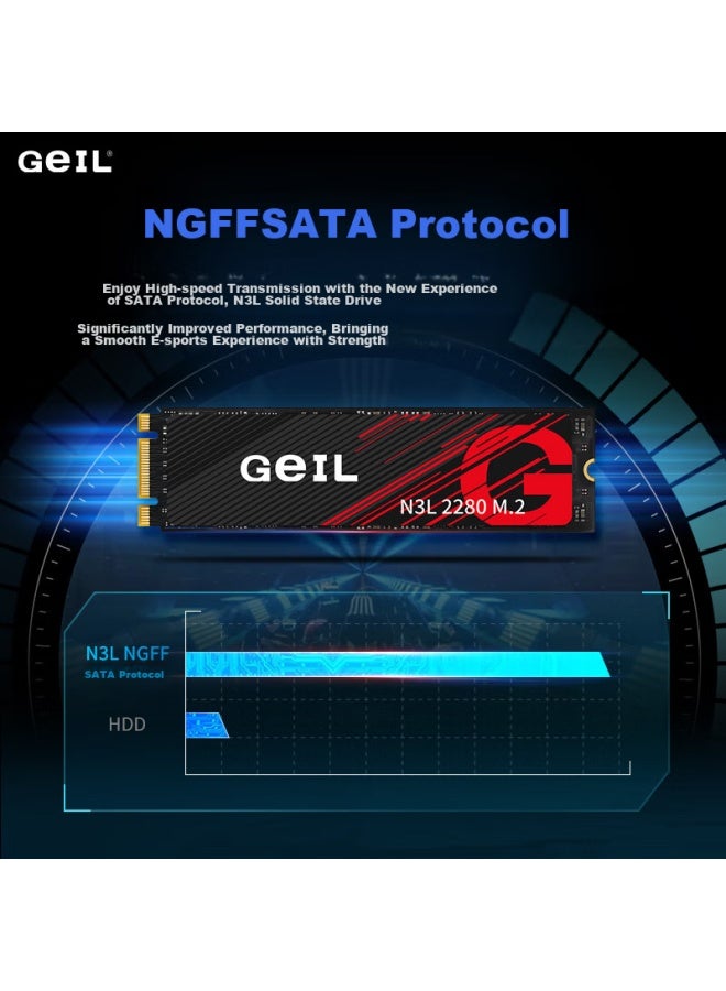 Geil 256gb Ssd Solid State Drive, M.2 Sata Protocol, 2280 Ngff, For Desktop And Laptop, High-speed 500mb/s, N3l Series - Image 3