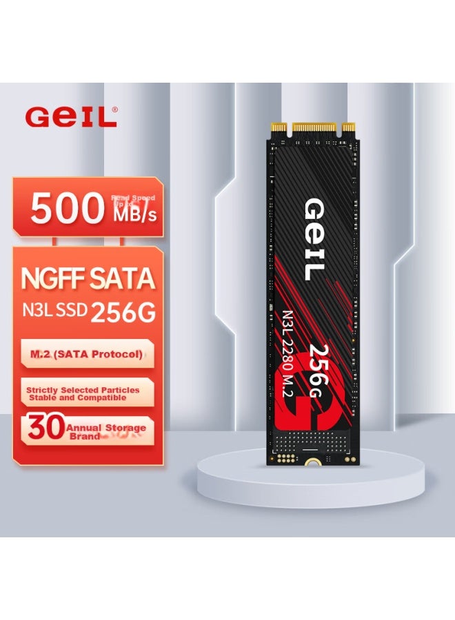 Geil 256gb Ssd Solid State Drive, M.2 Sata Protocol, 2280 Ngff, For Desktop And Laptop, High-speed 500mb/s, N3l Series - Image 1