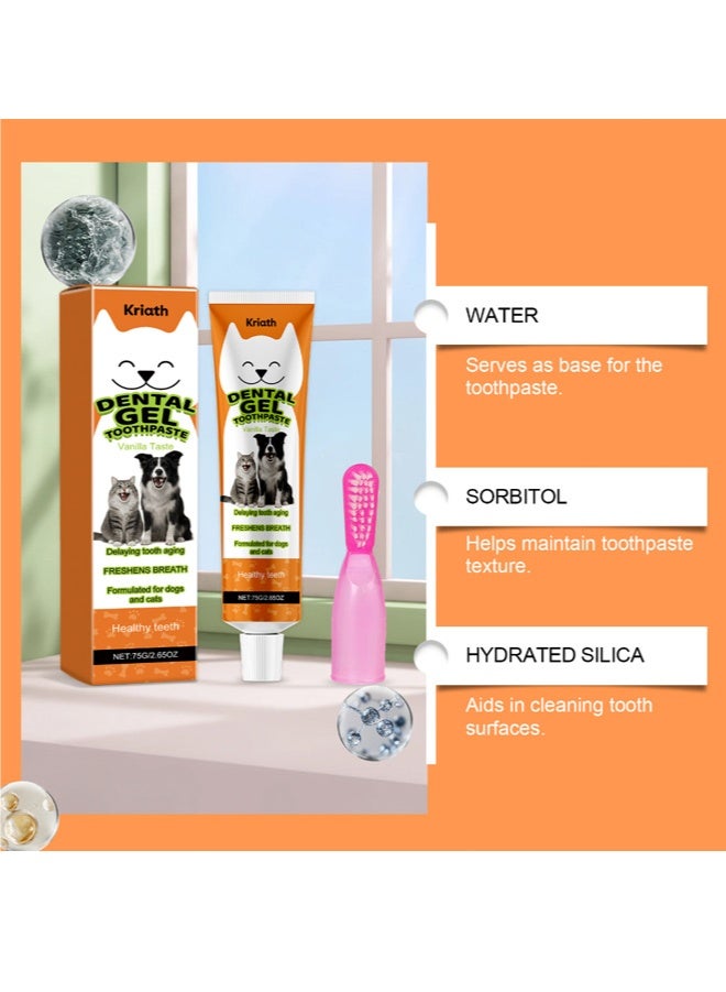 Vanilla-Flavored Pet Care Set, Toothpaste & Toothbrush Included, Gentle Ingredients, For Pet Teeth Cleaning & Oral Health - Image 4
