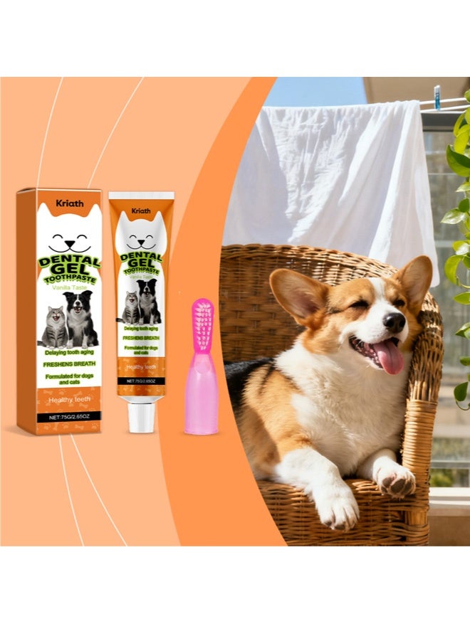 Vanilla-Flavored Pet Care Set, Toothpaste & Toothbrush Included, Gentle Ingredients, For Pet Teeth Cleaning & Oral Health - Image 5