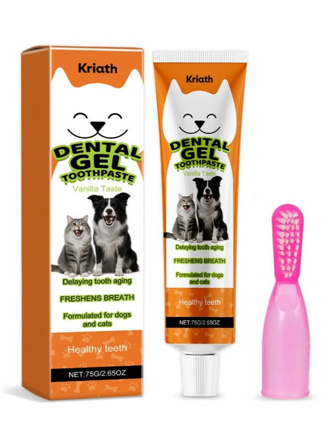 Vanilla-Flavored Pet Care Set, Toothpaste & Toothbrush Included, Gentle Ingredients, For Pet Teeth Cleaning & Oral Health - Image 1