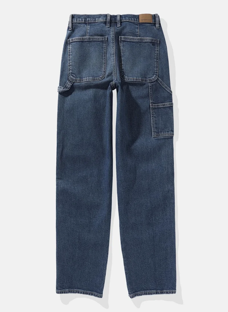 American Eagle High Waist Baggy Stright  Fit Wide Leg Jeans
