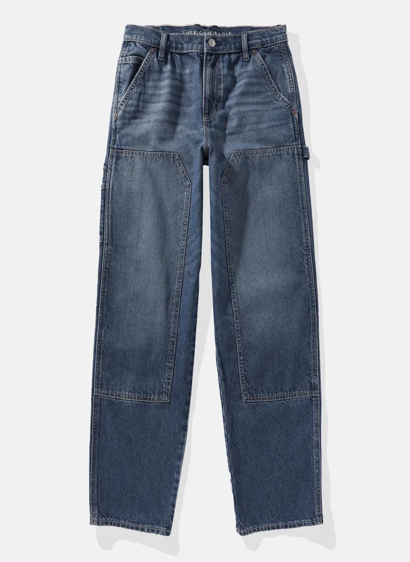 American Eagle High Waist Baggy Stright  Fit Wide Leg Jeans