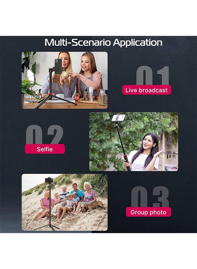ULANZI MT-44 Extendable Phone Tripod, 59 Selfie Stick Vlog Stand with 2 in 1 Phone Clip, 360° Ball Head Camera-Tripod for iPhone Sony Canon Action Camera, Lightweight for Travel - Image 3
