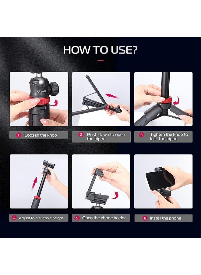 ULANZI MT-44 Extendable Phone Tripod, 59 Selfie Stick Vlog Stand with 2 in 1 Phone Clip, 360° Ball Head Camera-Tripod for iPhone Sony Canon Action Camera, Lightweight for Travel - Image 5