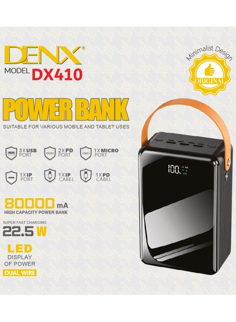 Denx DX410 - 80000 mAh Power Bank 22.5W QC3.0 + PD - Image 4