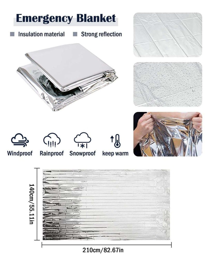 TYAGY Emergency Thermal Blanket, 140 x 210 cm, Mylar Film, Survival Gear for Outdoor Camping, Trekking (Pack of 4 Pcs) - Image 3