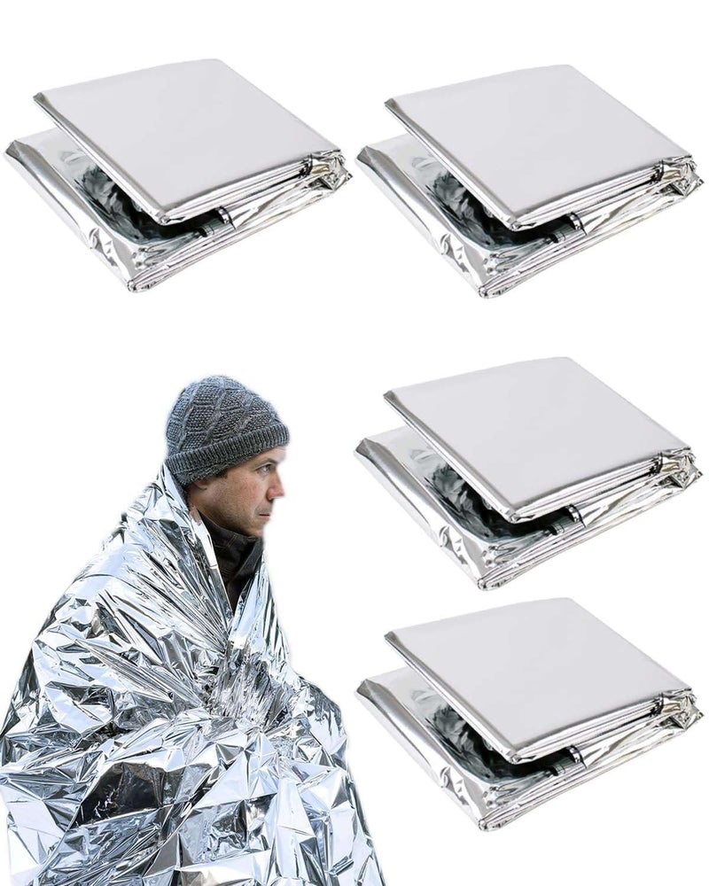 TYAGY Emergency Thermal Blanket, 140 x 210 cm, Mylar Film, Survival Gear for Outdoor Camping, Trekking (Pack of 4 Pcs) - Image 1