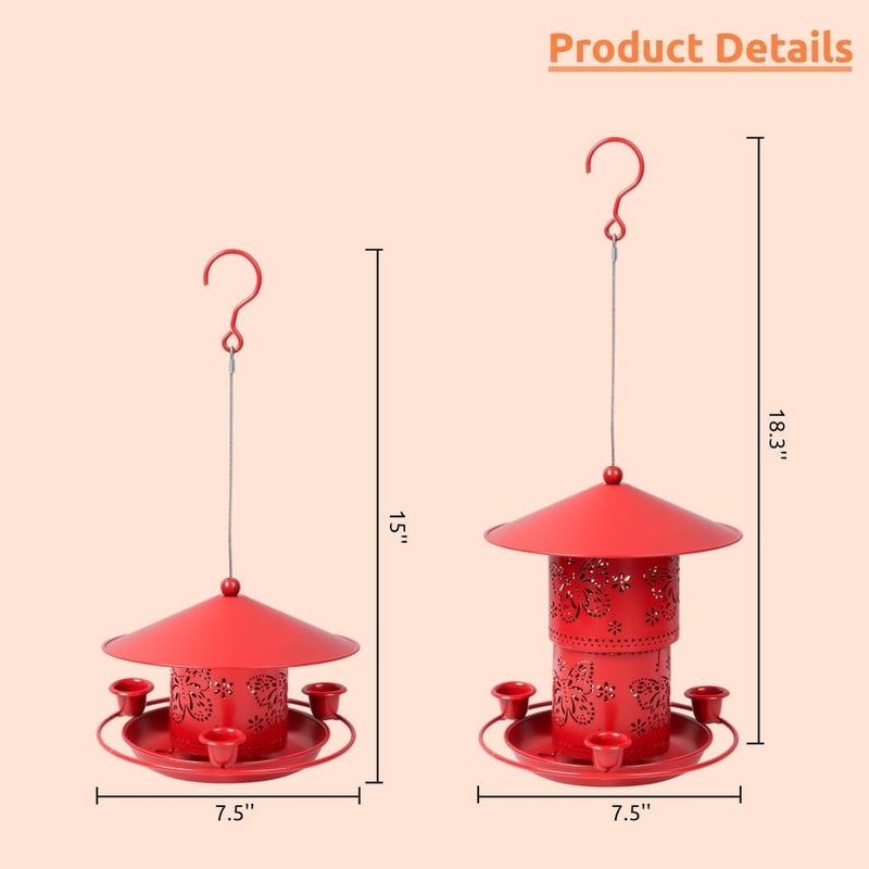 Outdoor Metal Bird Feeder with Rotatable Design, Weather-Proof and Adjustable Height, Includes Drain Holes for Garden Or Yard - Image 3