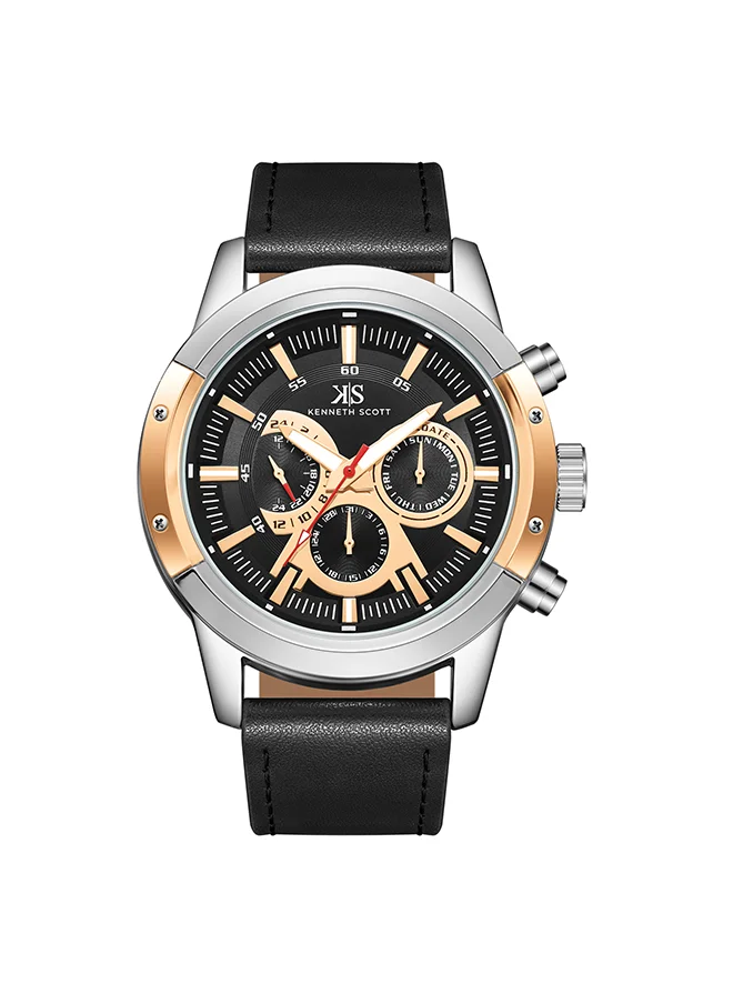 KENNETH SCOTT Men's Black  Dial Analog Watch - K24121-SLBBK