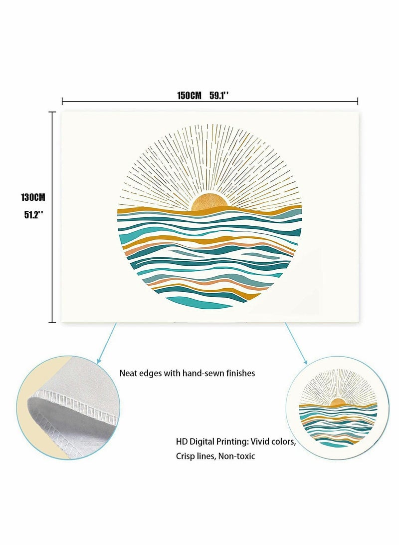 Wall Decorate Tapestry  1 Piece Ocean Sunrise Wave Wall Tapestry Mid Century Modern Style Tapestry Wall Hanging Wall Art Home Decor for Bedroom Living Room Dorm 51 * 59 Inches - Image 4