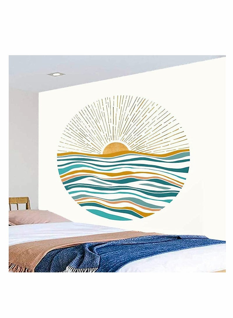 Wall Decorate Tapestry  1 Piece Ocean Sunrise Wave Wall Tapestry Mid Century Modern Style Tapestry Wall Hanging Wall Art Home Decor for Bedroom Living Room Dorm 51 * 59 Inches - Image 2