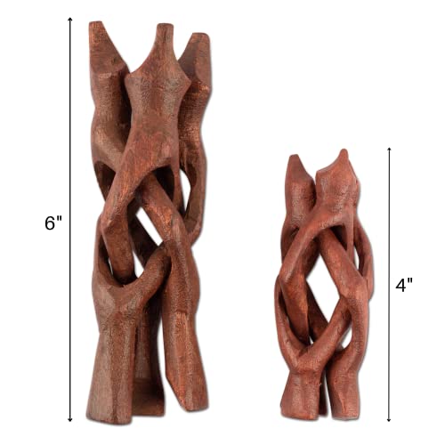 Wish Well 2 Piece Wooden Tripod Stand - 4" & 6" Hand-Carved Room Decor Holder ~ Ideal for Abalone Shell, Decorative Bowl, Crystal Ball, Sphere, Geode ~ Wood Display Stand & Perfect Crystal Holder - Image 2