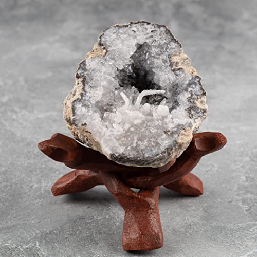 Wish Well 2 Piece Wooden Tripod Stand - 4" & 6" Hand-Carved Room Decor Holder ~ Ideal for Abalone Shell, Decorative Bowl, Crystal Ball, Sphere, Geode ~ Wood Display Stand & Perfect Crystal Holder - Image 5