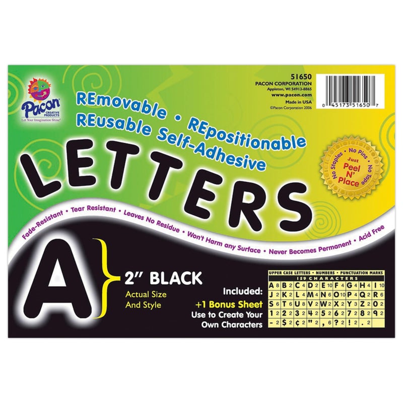 Pacon SelfAdhesive Letters Black Puffy Font 2 159 Characters
