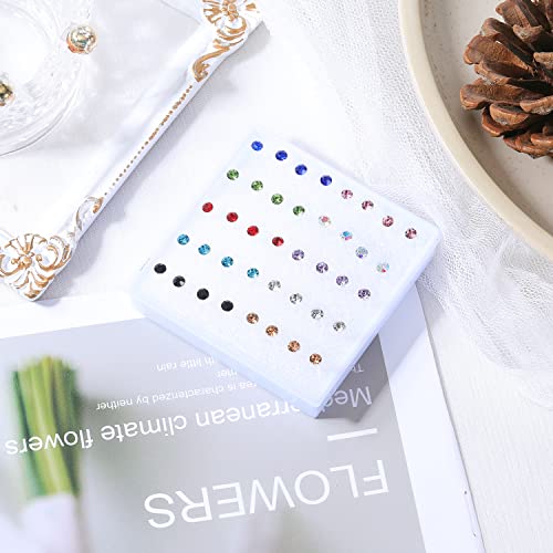 AoedeJ 40 Pcs Colorful Earrings Cubic Zirconia Earrings Studs Hypoallergenic With Plastic Post For Women Multipack (3mm) - Image 3