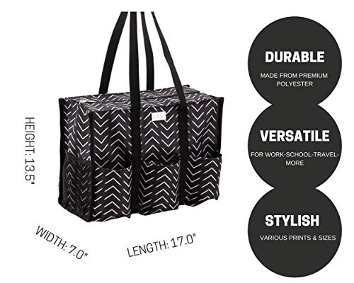 Pursetti Utility Tote -Perfect as Nurse, Teacher, Work Bags for Women & Craft Tote (Hatch Mark_Large) - Image 2