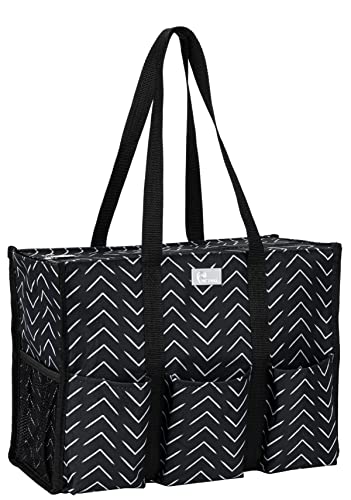 Pursetti Utility Tote -Perfect as Nurse, Teacher, Work Bags for Women & Craft Tote (Hatch Mark_Large) - Image 1