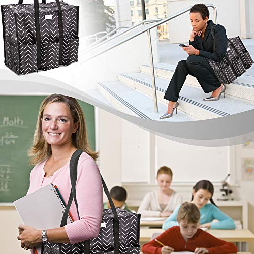 Pursetti Utility Tote -Perfect as Nurse, Teacher, Work Bags for Women & Craft Tote (Hatch Mark_Large) - Image 5