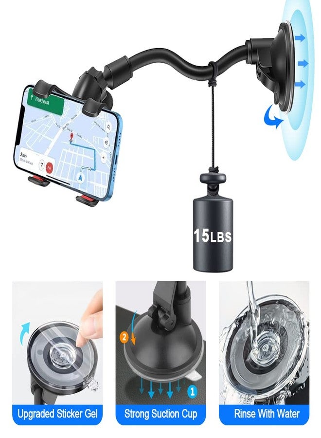 YZtree [Upgrade Version] Double Clip 360 Rotating Flexible Car Mount Cell Phone Holder Stand Car Accessories for iPhone 7, 7Plus, Samsung, LG, Nexus, HTC, Motorola, Sony & Other Smartphones, Black - Image 3